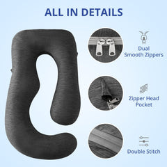 Sasttie cooling-pregnancy-pillow-cover black color conveys a clean, modern look