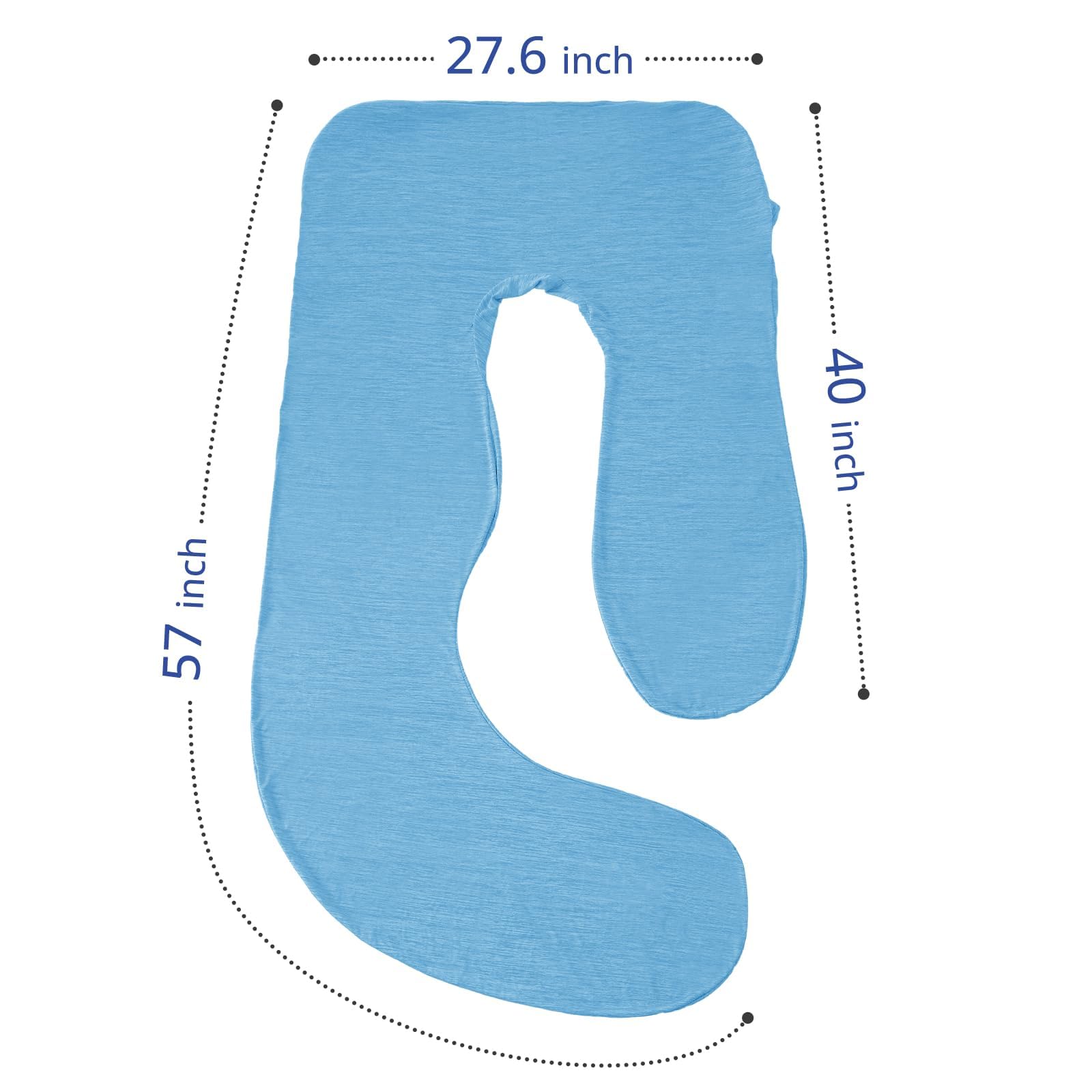 Sasttie cooling pregnancy pillow cover fit 55–57 inch demonstrates secure, snug coverage.