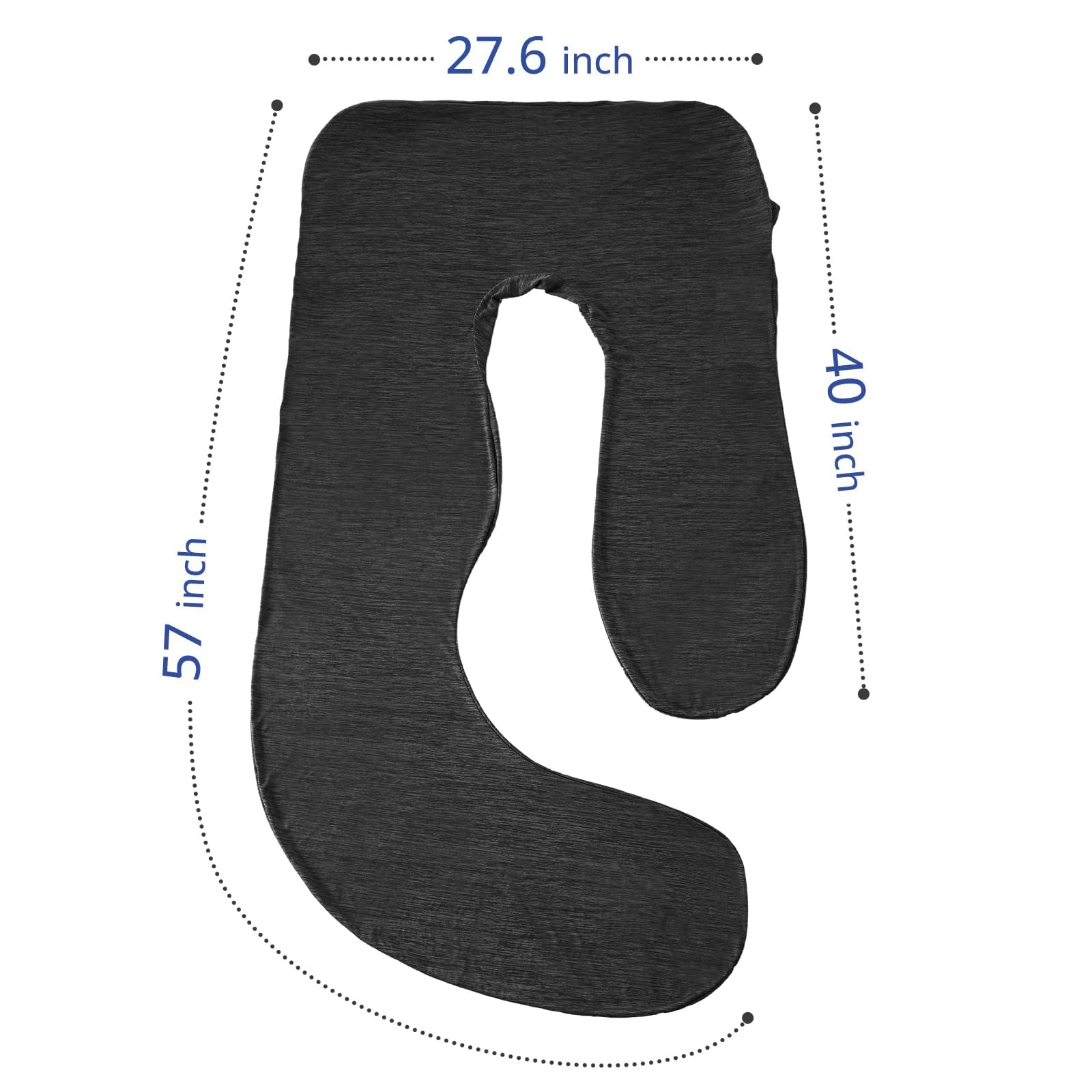 Sasttie cooling-pregnancy-pillow-cover fitment 55-57 inch shows secure stretch for comfort