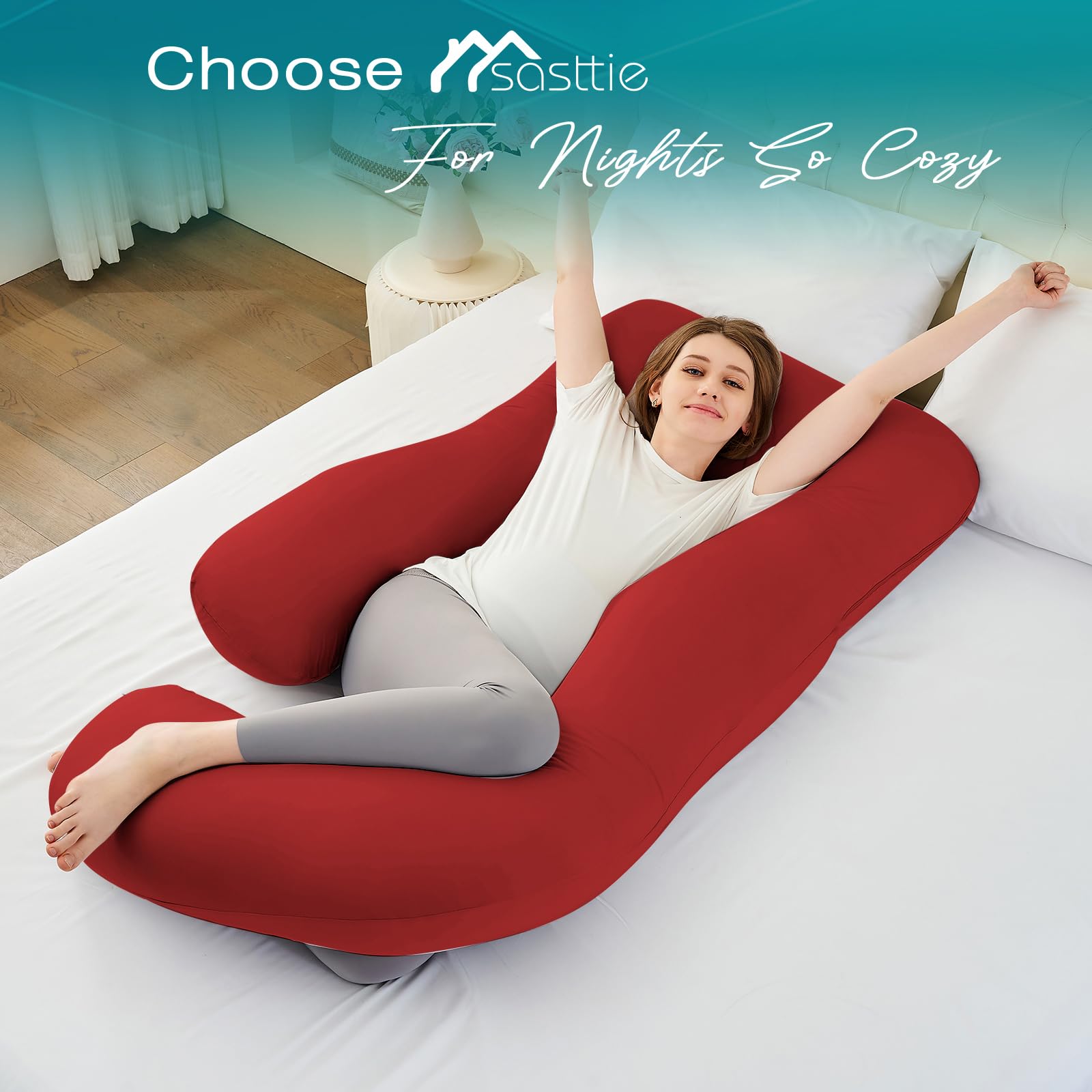 Sasttie pillow with 7lbs down-alternative filling balances support and softness.