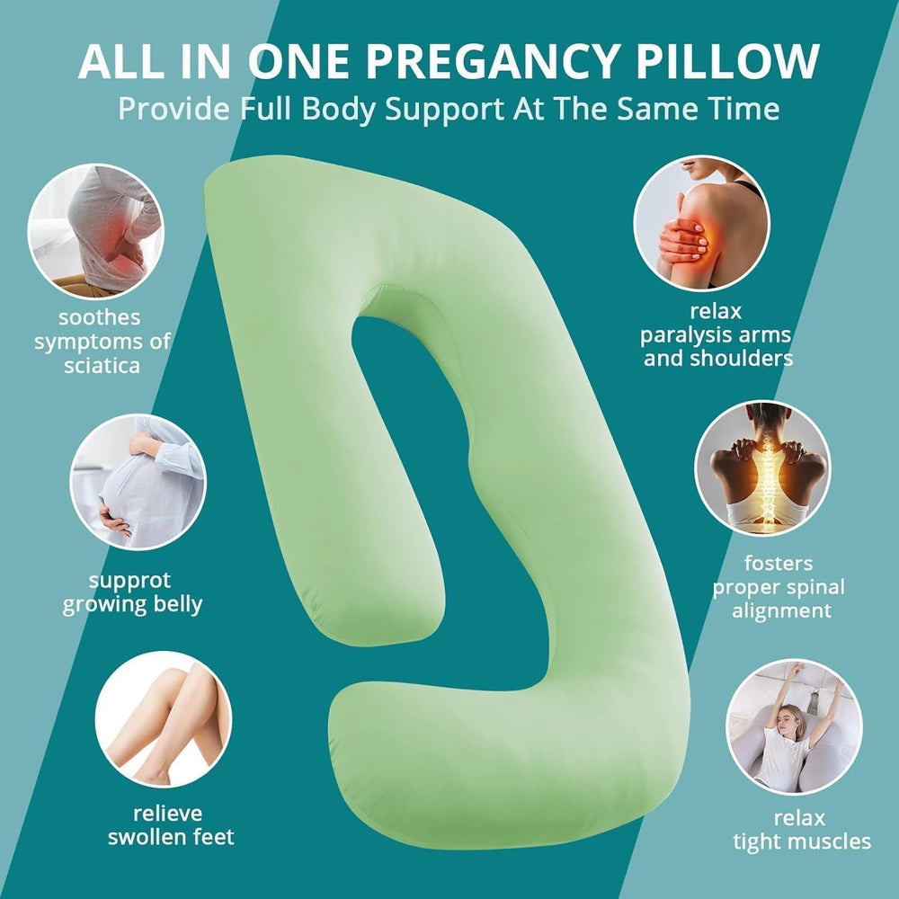 Sasttie ergonomic U-shaped design supports shoulders, back, and belly for better alignment.