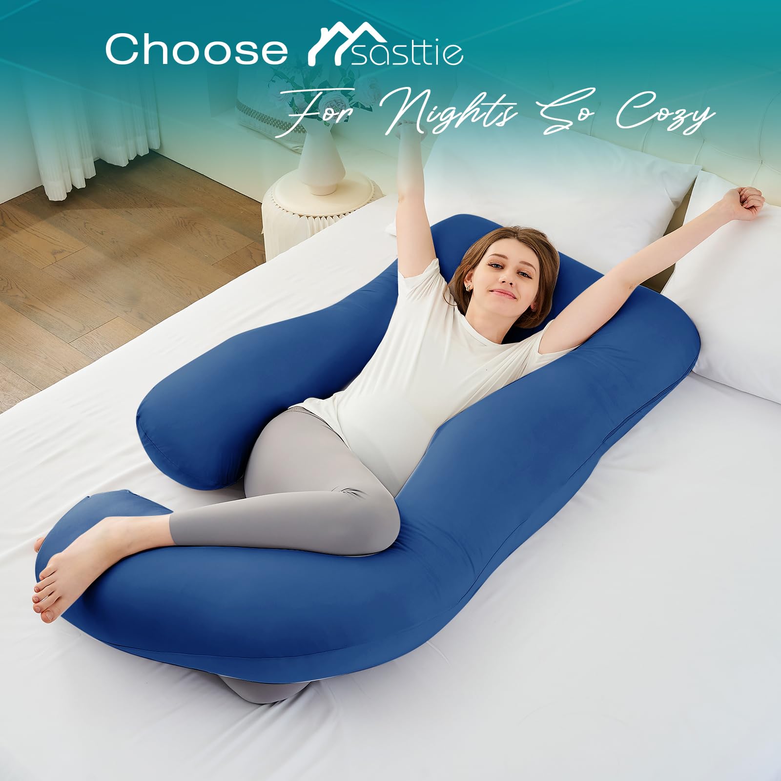Sasttie full-body support pillow supports bedtime comfort