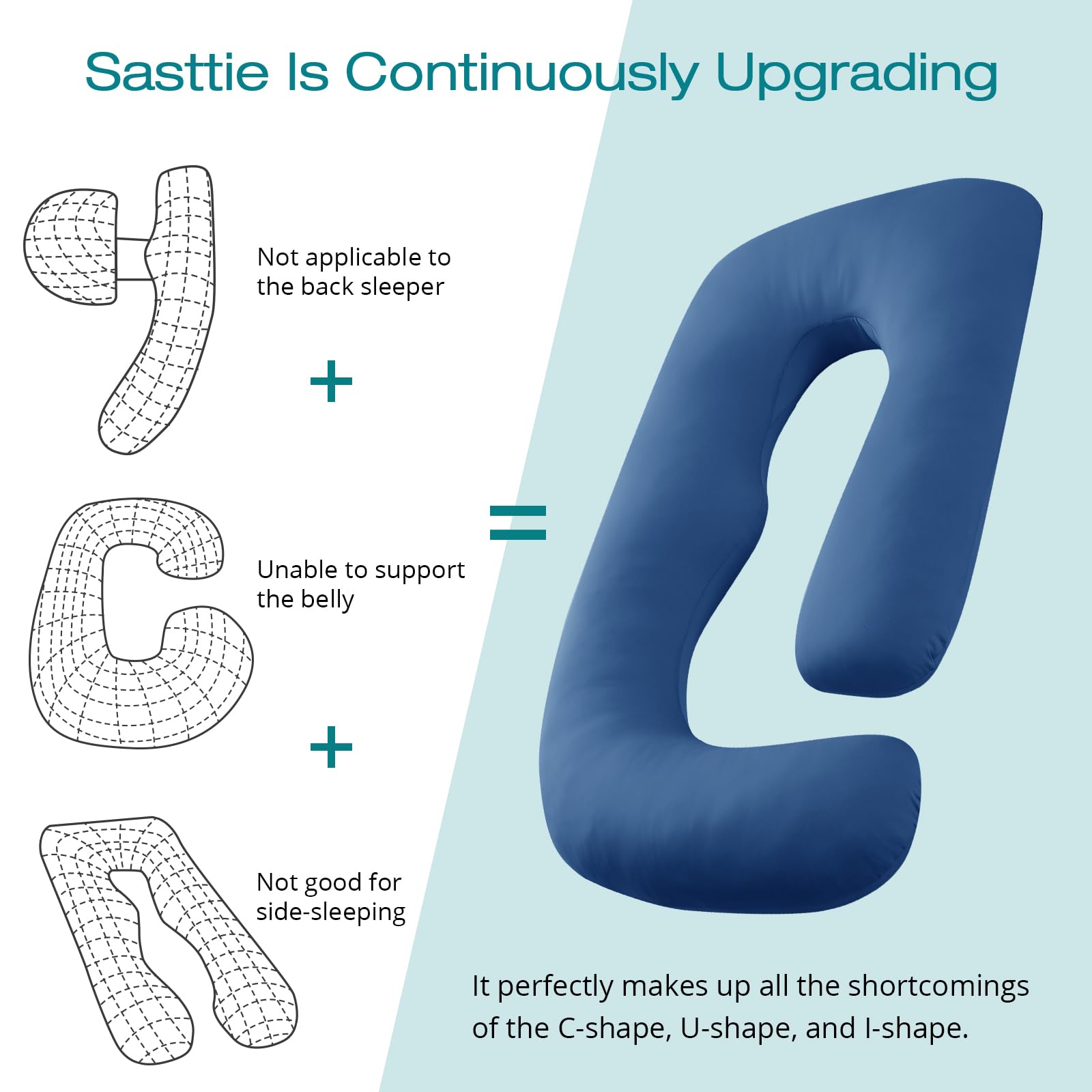 Sasttie navy pregnancy pillow enhances bedroom aesthetics and comfort
