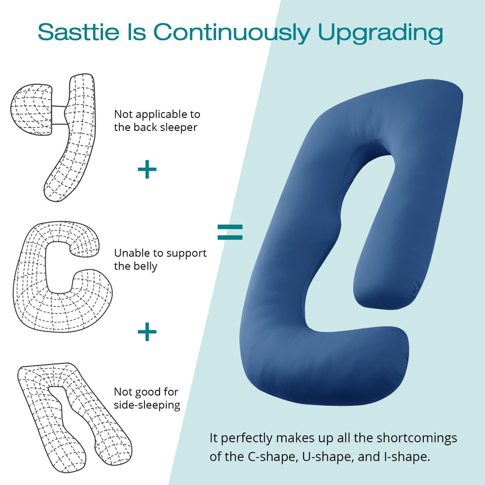 Sasttie navy pregnancy pillow enhances bedroom aesthetics and comfort