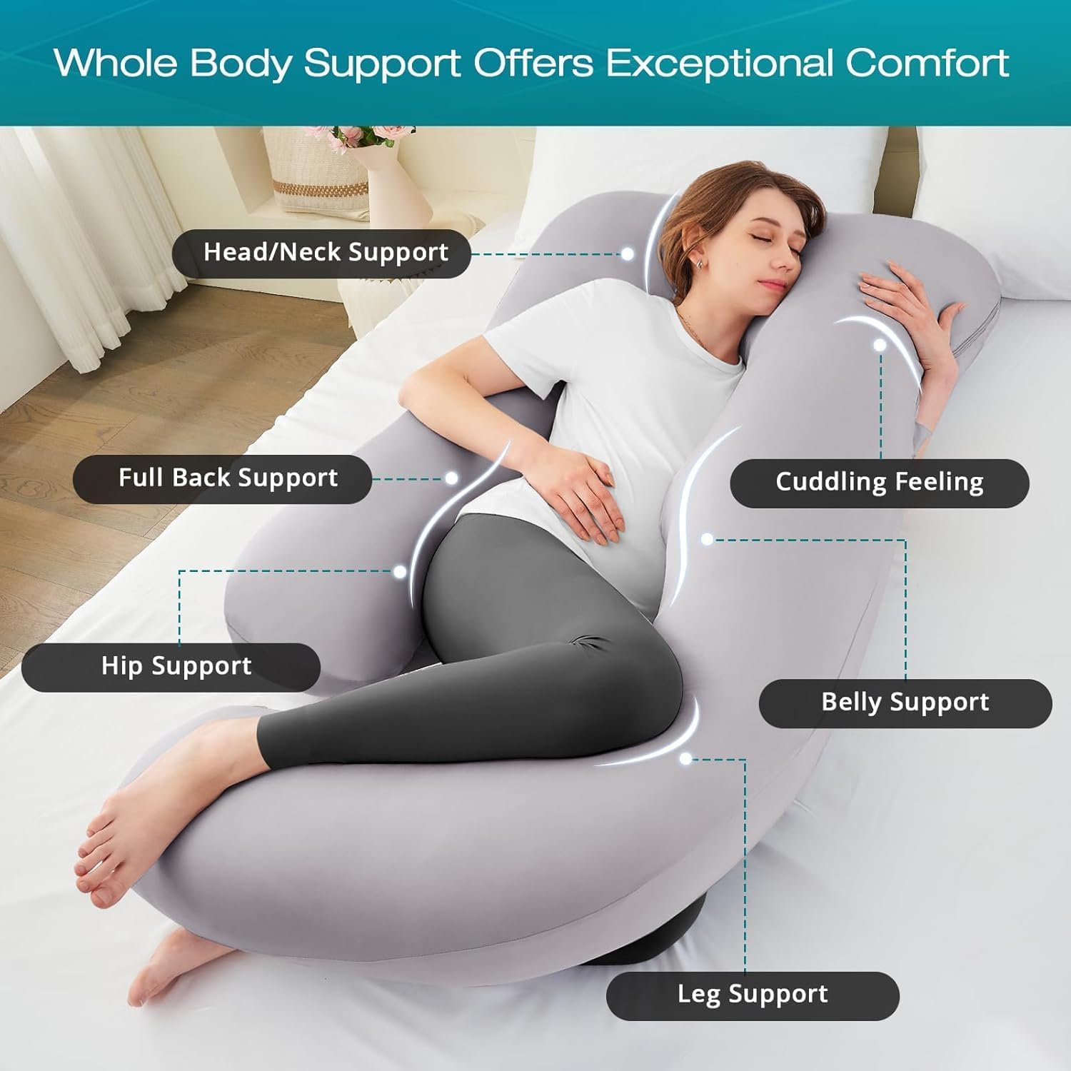 Sasttie 65-inch full-body image reveals wrap-around comfort for pregnancy