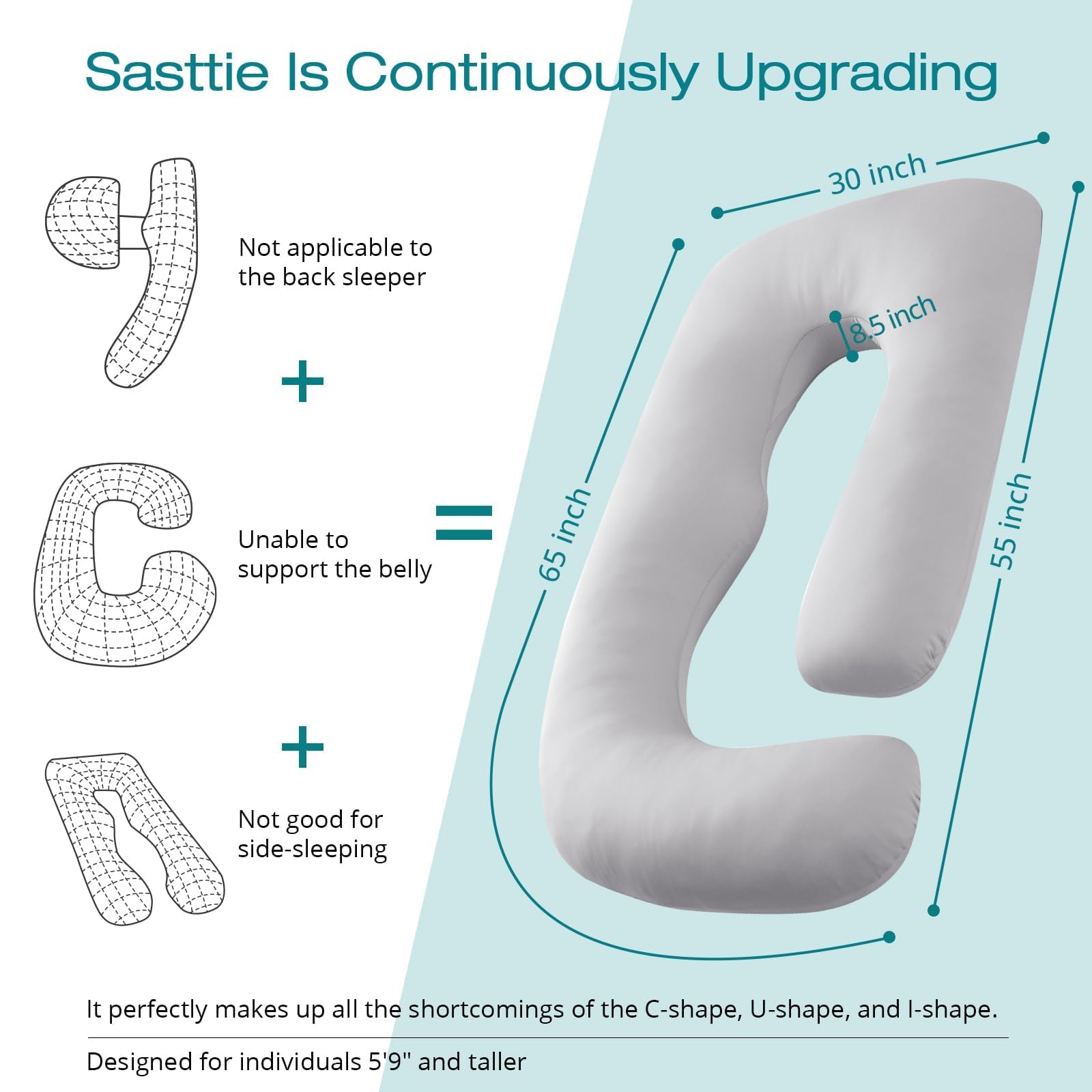 Sasttie removable-cover closeup highlights easy zipper and breathable fabric