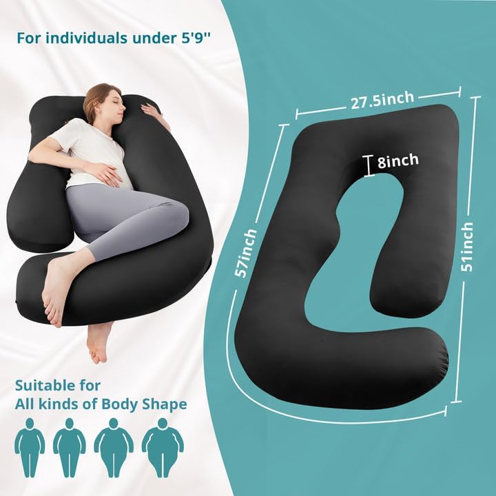 Sasttie 57-inch full-body pillow laid out for head-to-toe support