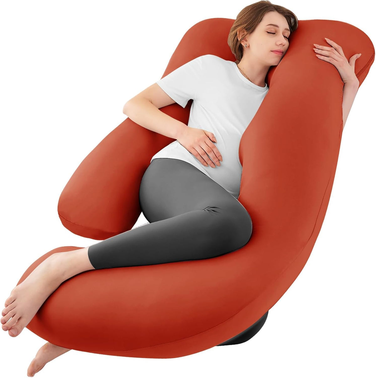 Sasttie pregnancy pillow with 65-inch coverage for full-body sleep support