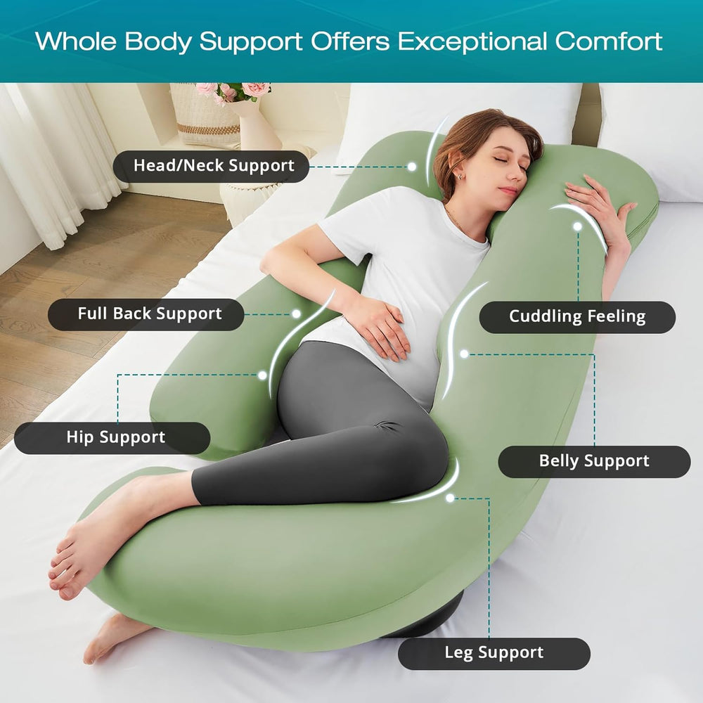 Sasttie pregnancy pillow 65-inch coverage wraps around for all-around comfort