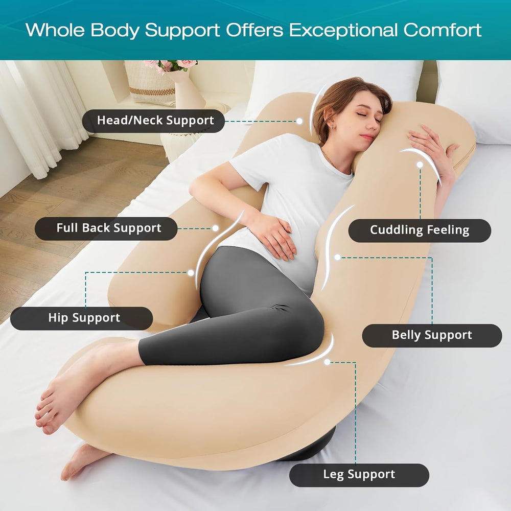 Sasttie pregnancy pillow 65-inch full-body coverage anchors you for side sleeping.