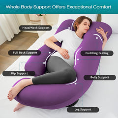Sasttie pregnancy pillow provides 65 inch full-body coverage for head to toe comfort.