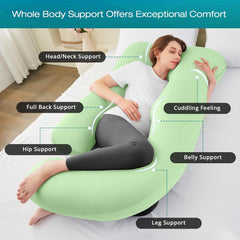 Sasttie Pregnancy Pillow 65-inch length wraps you from head to toe for comfort.