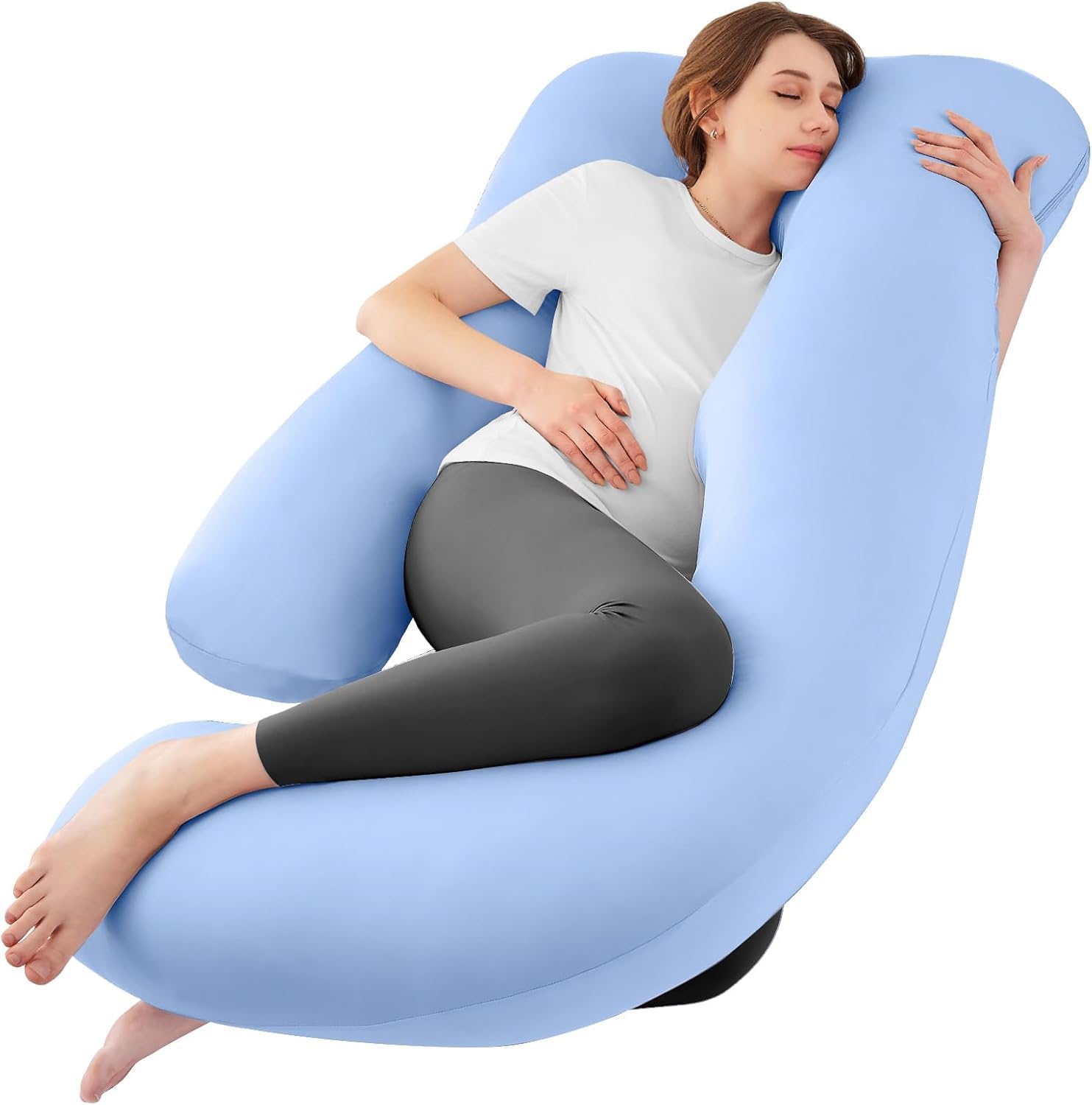 Sasttie pregnancy pillow 65inch full-body coverage for complete support during sleep