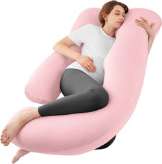 Sasttie pregnancy pillow full-body 65-inch coverage supports back and belly for comfortable sleep