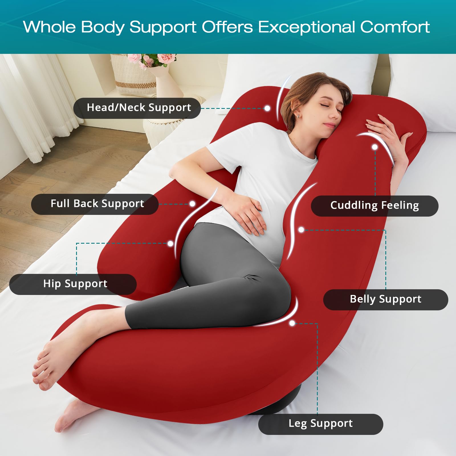 Sasttie full-body 65-inch pillow wraps from head to toes for full-body comfort.