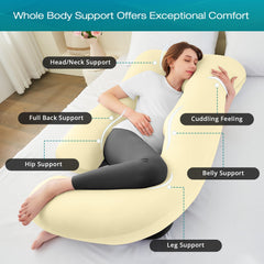 Sasttie pregnancy pillow demonstrates full-body support for spine and shoulders