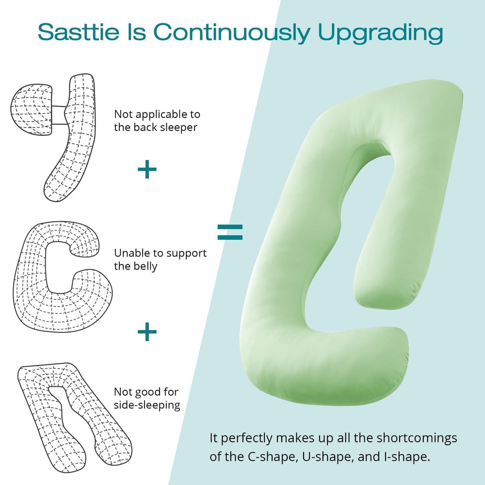 Removable cover close-up on Sasttie pillow with zipper