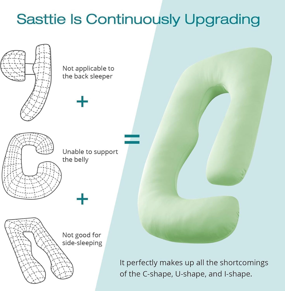 Sasttie pregnancy pillow removable cover allows easy washing for a fresh sleeping surface.
