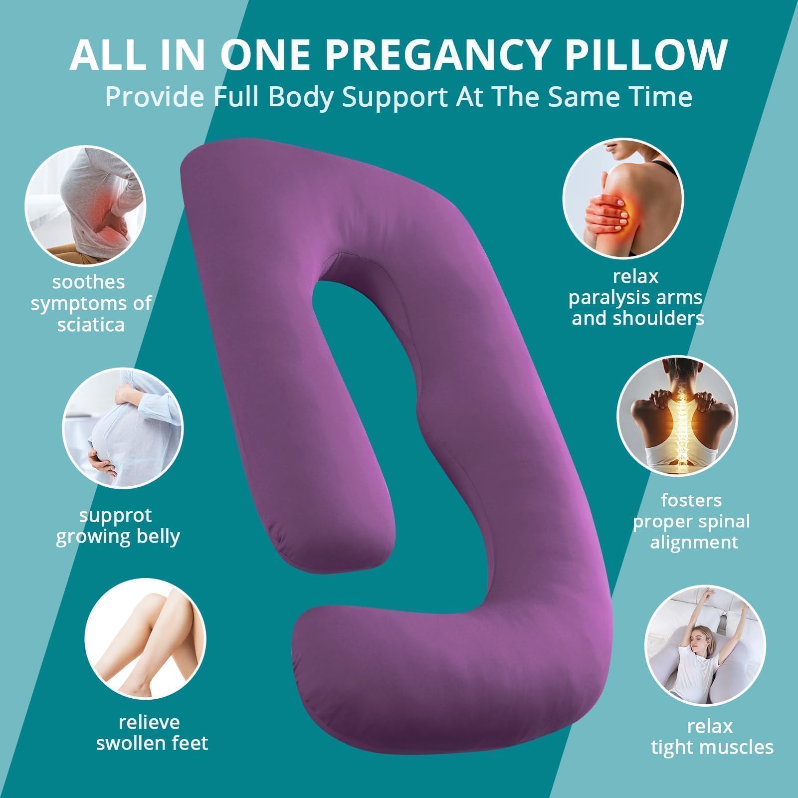 Sasttie pregnancy-pillow U-shape supports shoulders and back