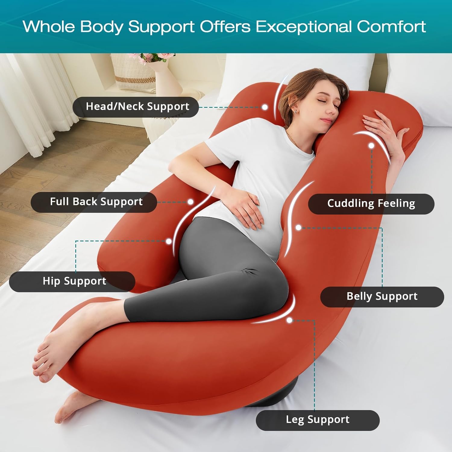 Sasttie U-shaped ergonomic design cradling shoulders and belly