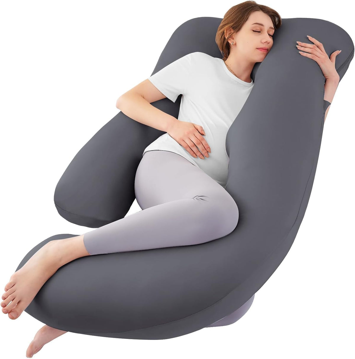 Sasttie pregnancy pillow U-shape ergonomic design for full-body support.