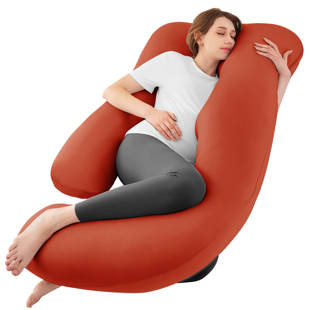Sasttie pregnancy pillow U-shaped front view shows ergonomic support for comfortable sleep.