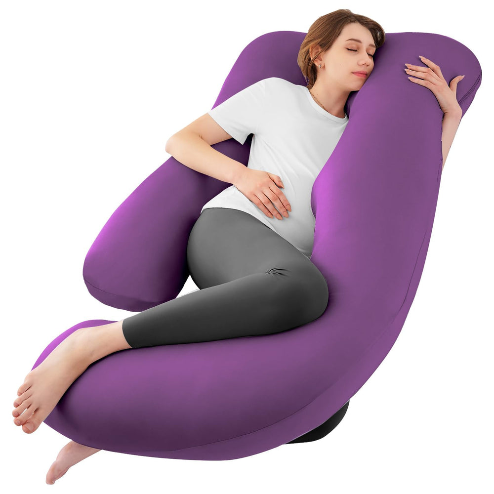 Sasttie pregnancy-pillow purple U-shape full-body support for restful sleep