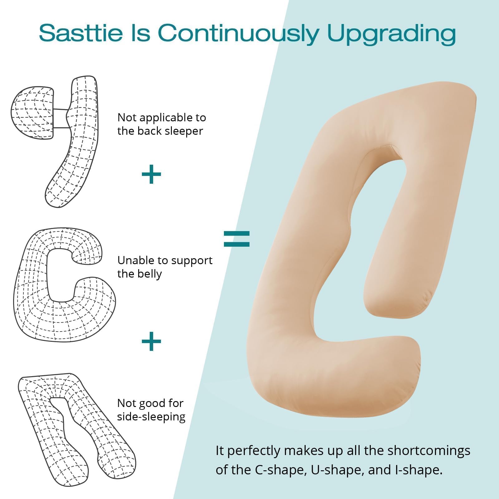 Sasttie 57-inch length demonstrates full-body coverage for sleep alignment.