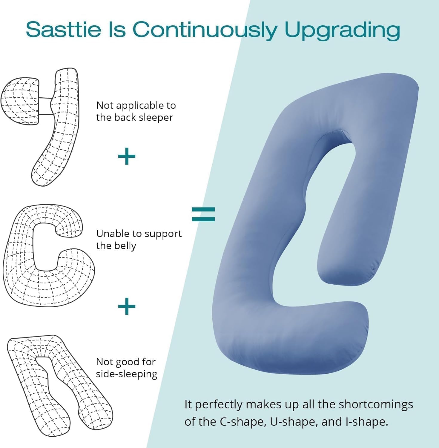 Sasttie removable cover on blue pillow is easy to machine-wash.