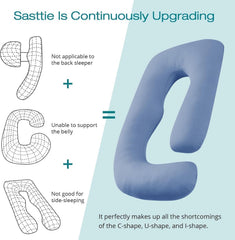 Sasttie removable cover on blue pillow is easy to machine-wash.