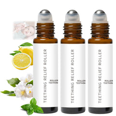 Satasiam Velaria teething roller bottle shows all-natural soothing formula for babies during teething