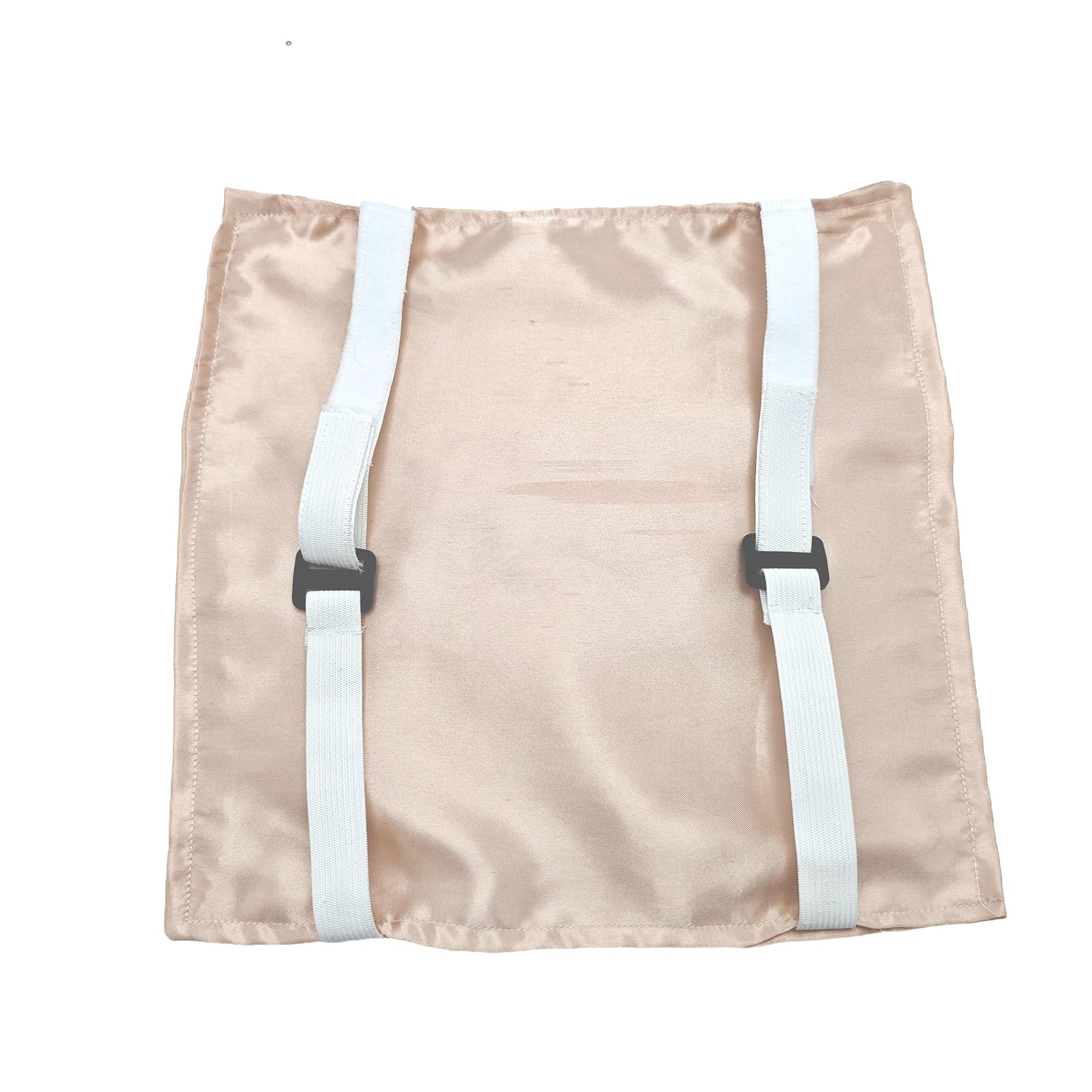 Soft satin surface cushions baby's head for comfortable car rides.