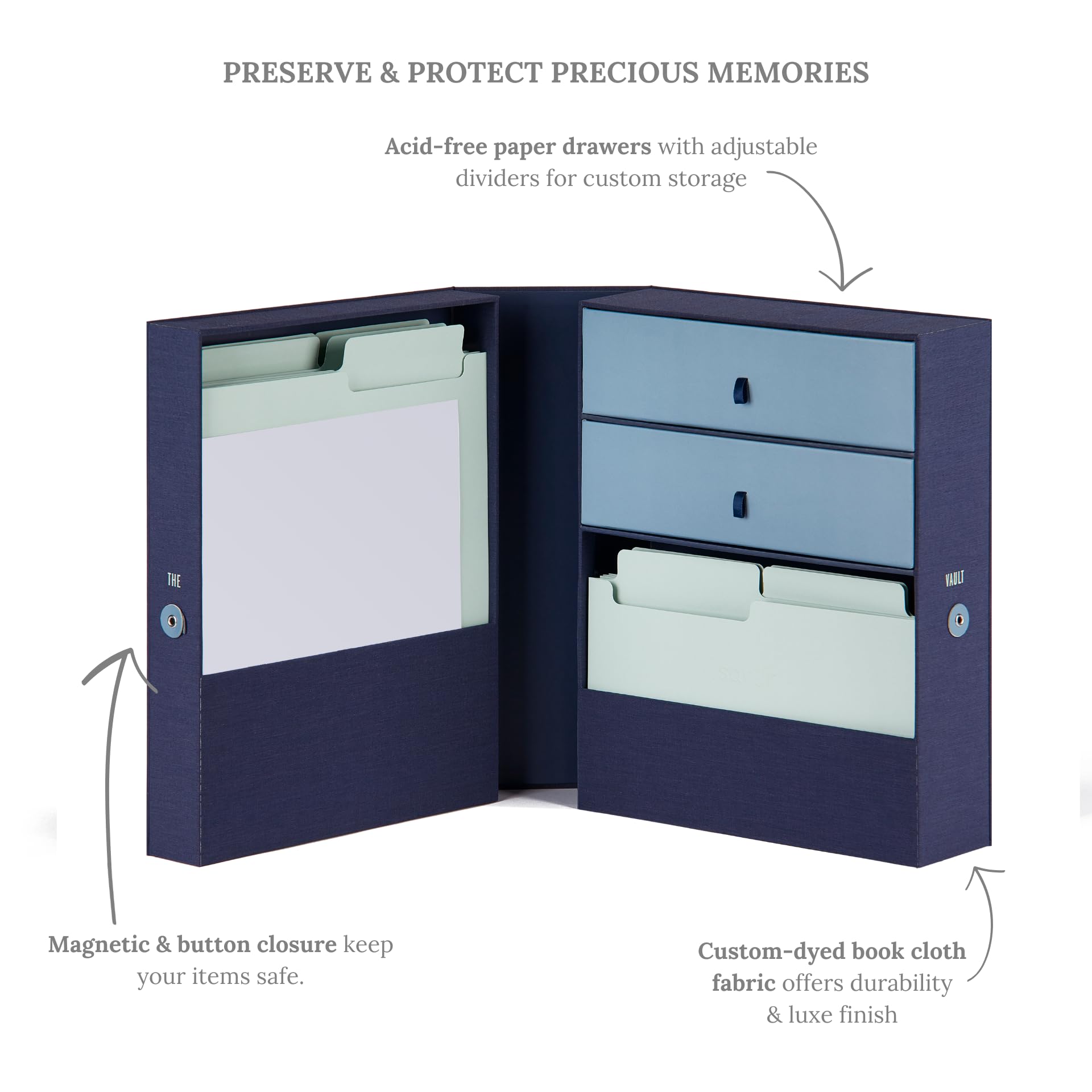 Savor Baby Memory Box labels illustrate 52 topics for easy item categorization.