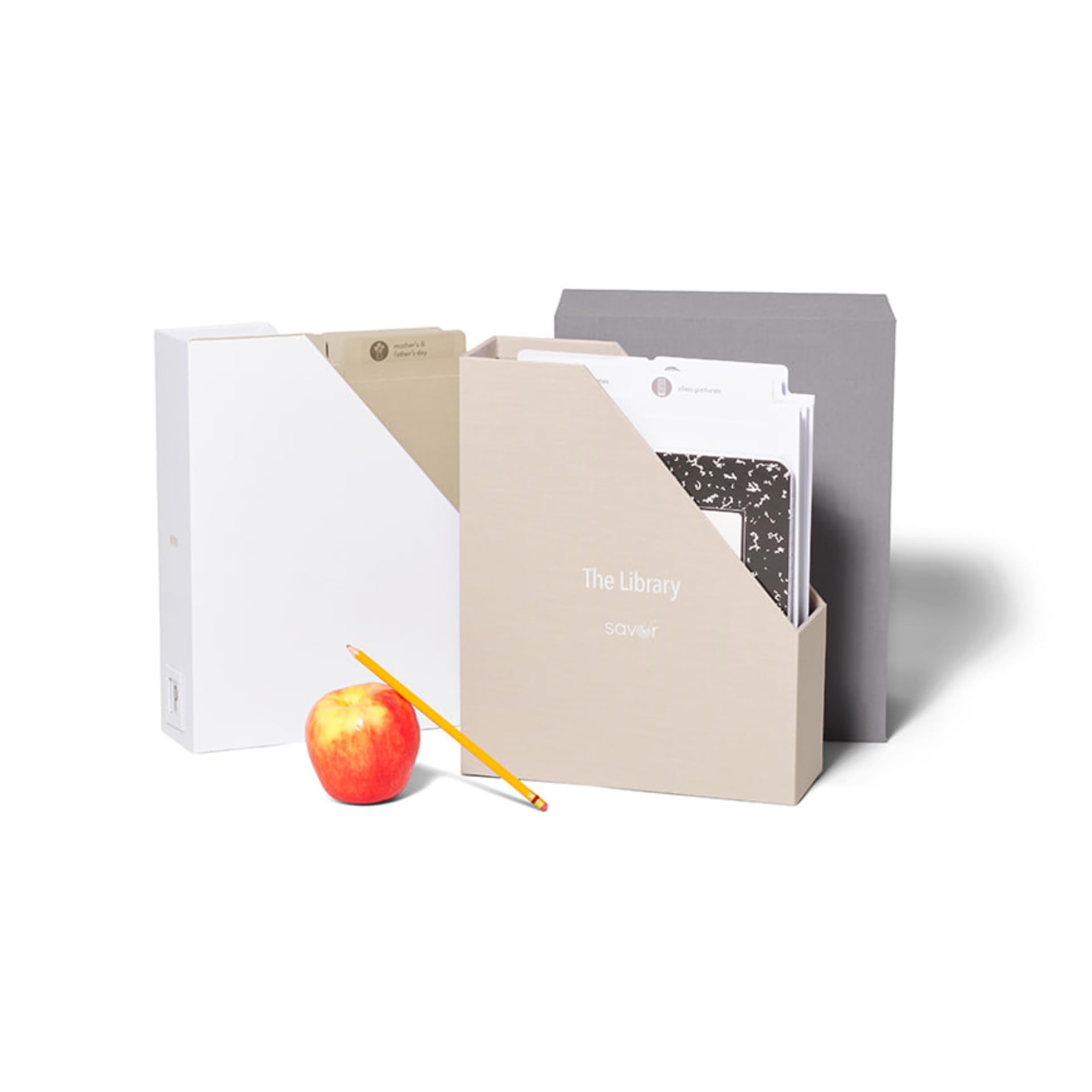 Savor Deluxe School Years Keepsake Box cover in slate fabric-bound finish for lasting memories.