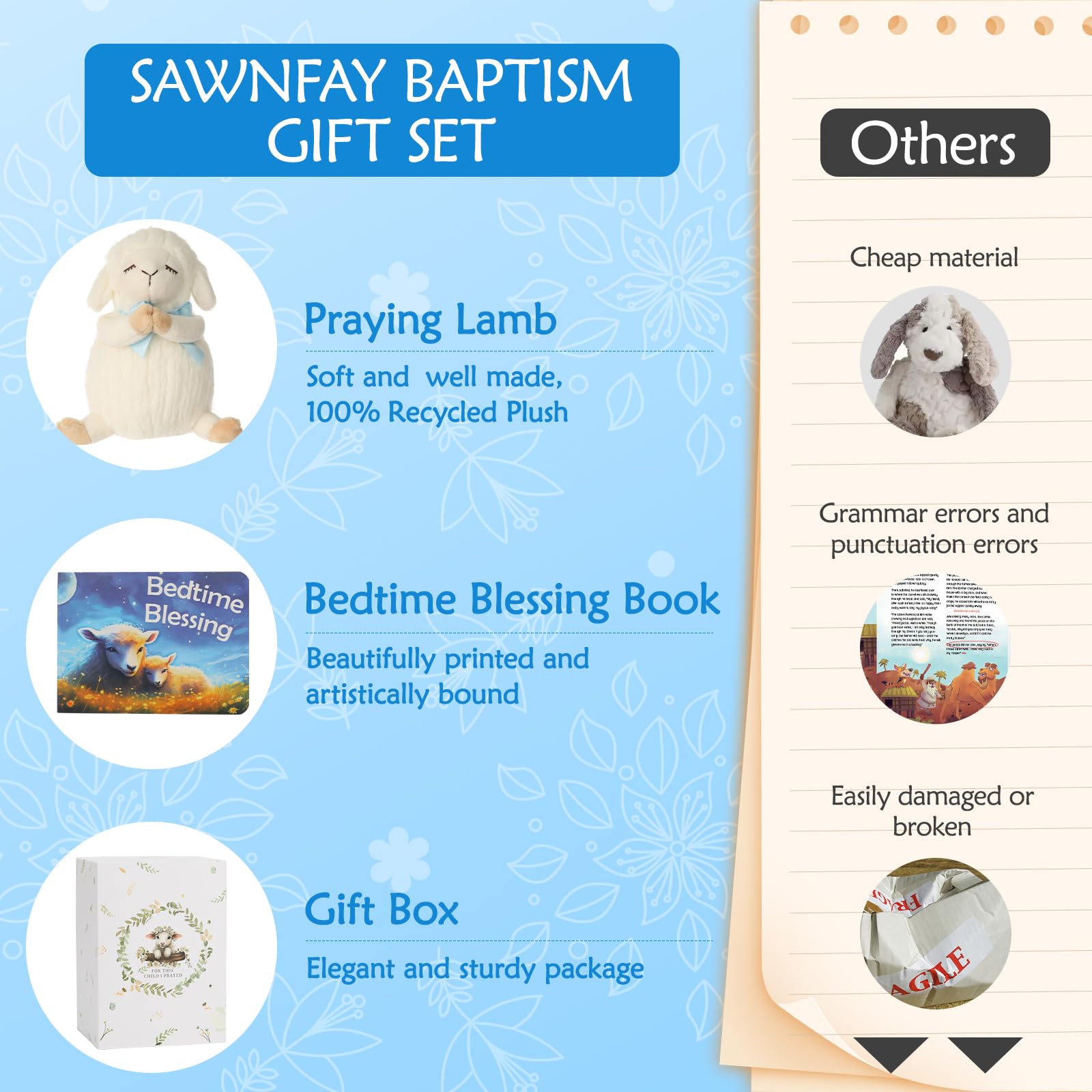 Sawnfay christening gift set beautifully packaged in keepsake box.