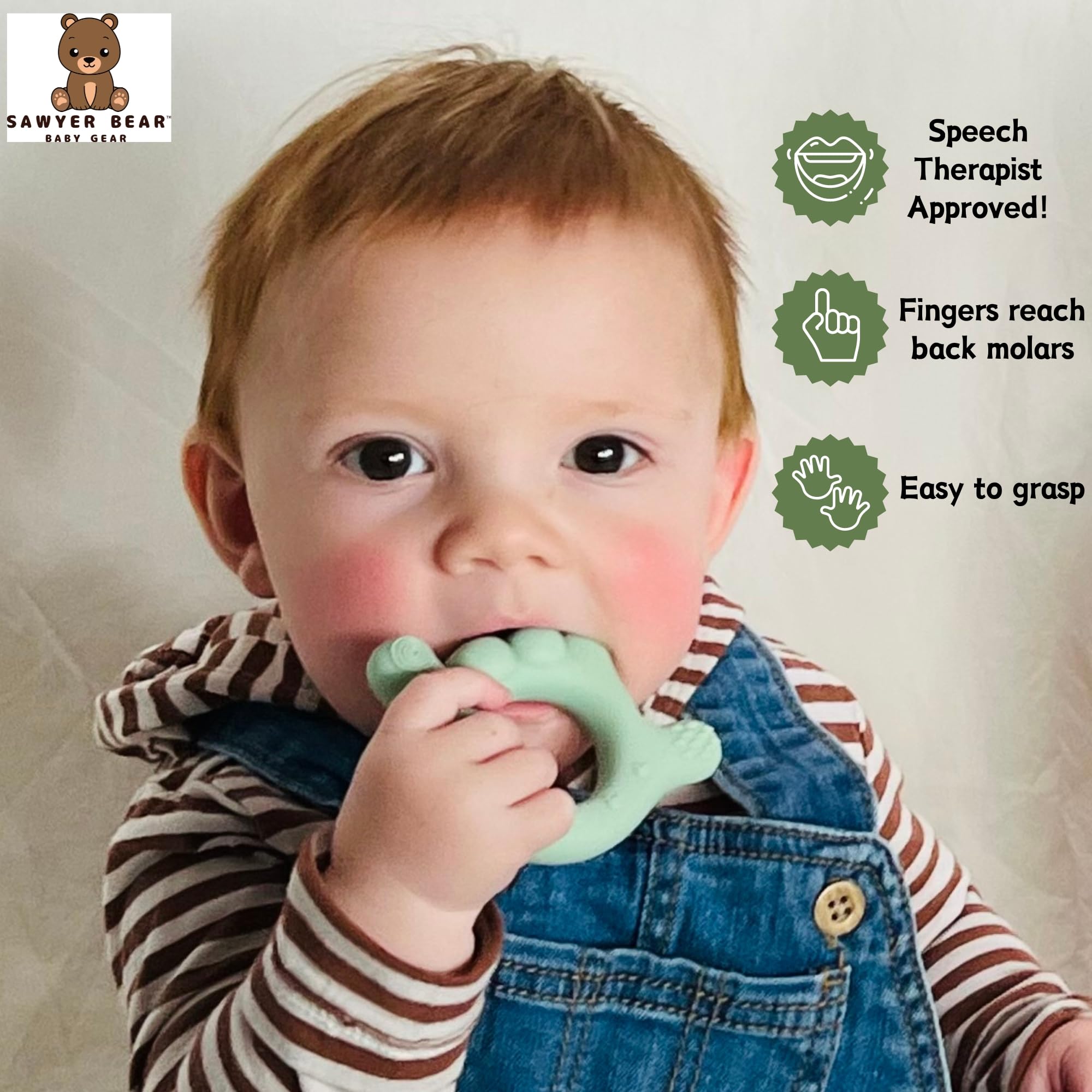 Sawyer Bear I Love You teether pocket-friendly travel option.
