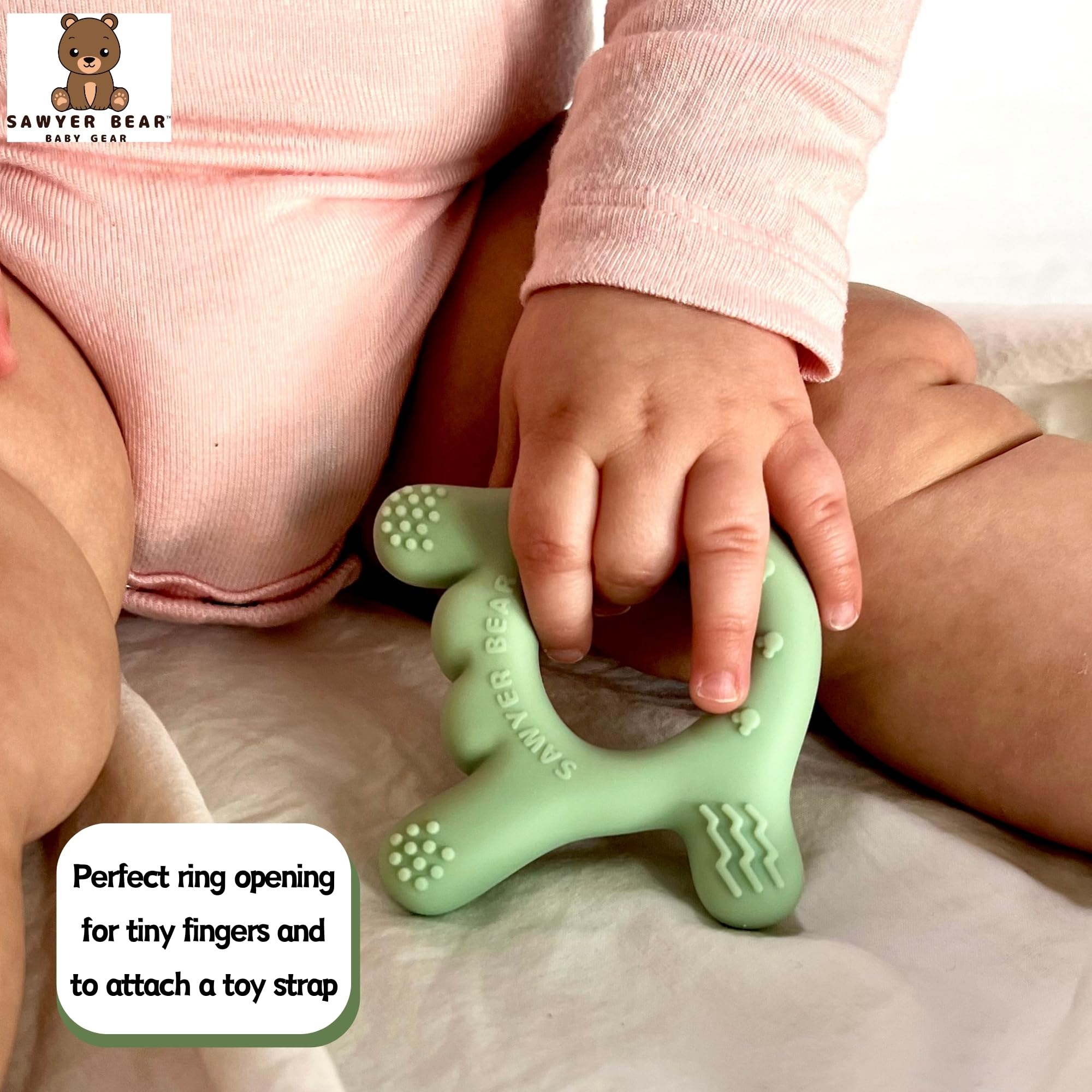 Sawyer Bear I Love You teether ideal gift for new parents.