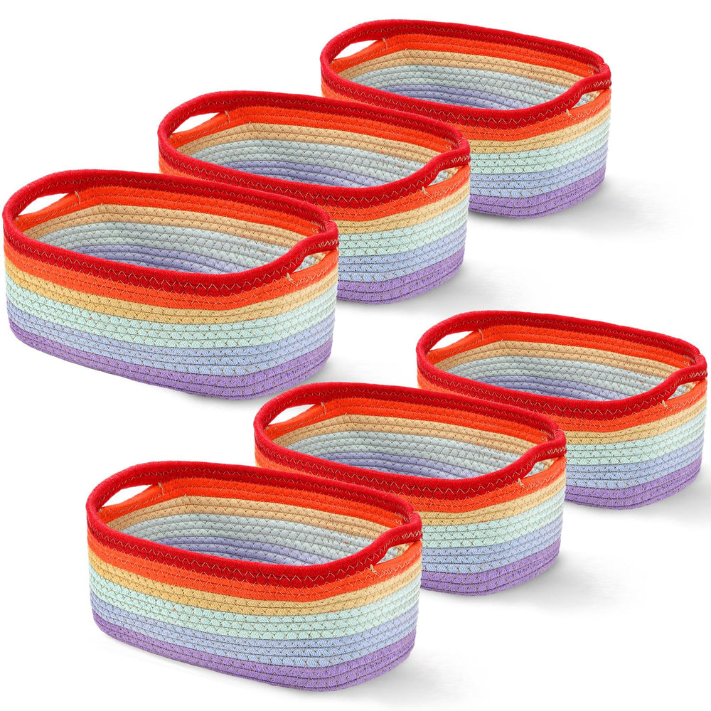 Sawysine 6pcs colorful cotton rope baskets collection for versatile storage