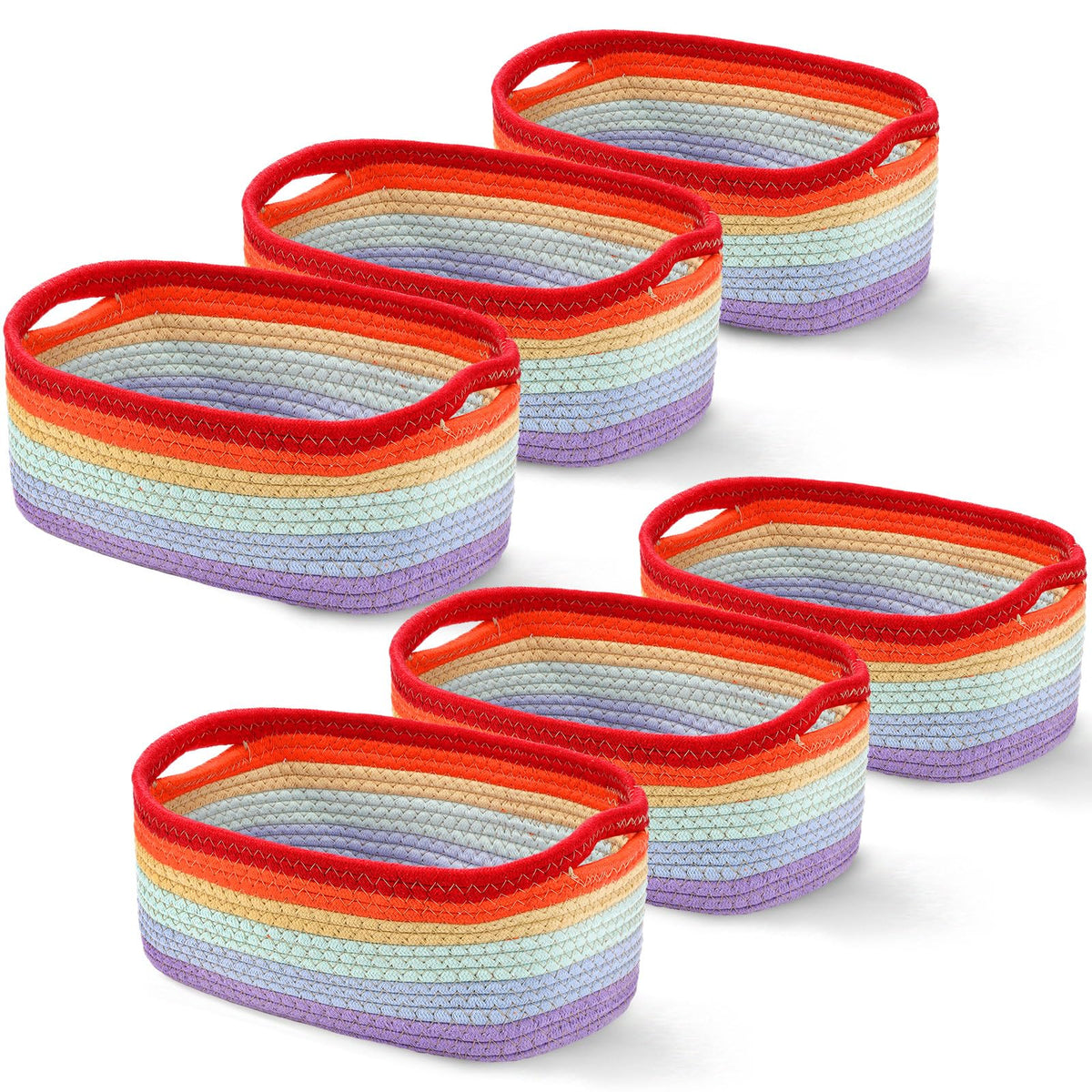 Sawysine 6pcs colorful cotton rope baskets collection for versatile storage