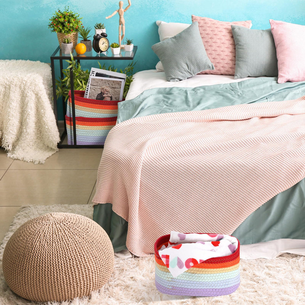 Sawysine cotton rope baskets foldable and soft, flexible storage solution