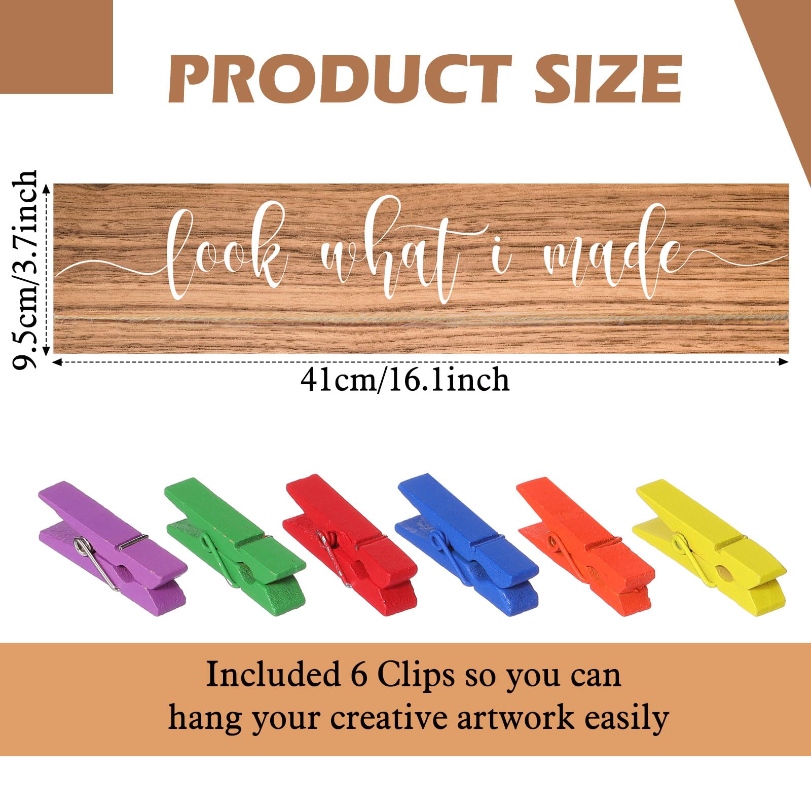 Sawysine Look What I Made Sign with Clips closeup colorful clips secure art