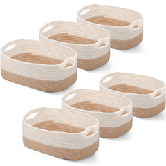 Sawysine rope basket 6-pack in white khaki showing stylish storage and versatile organization