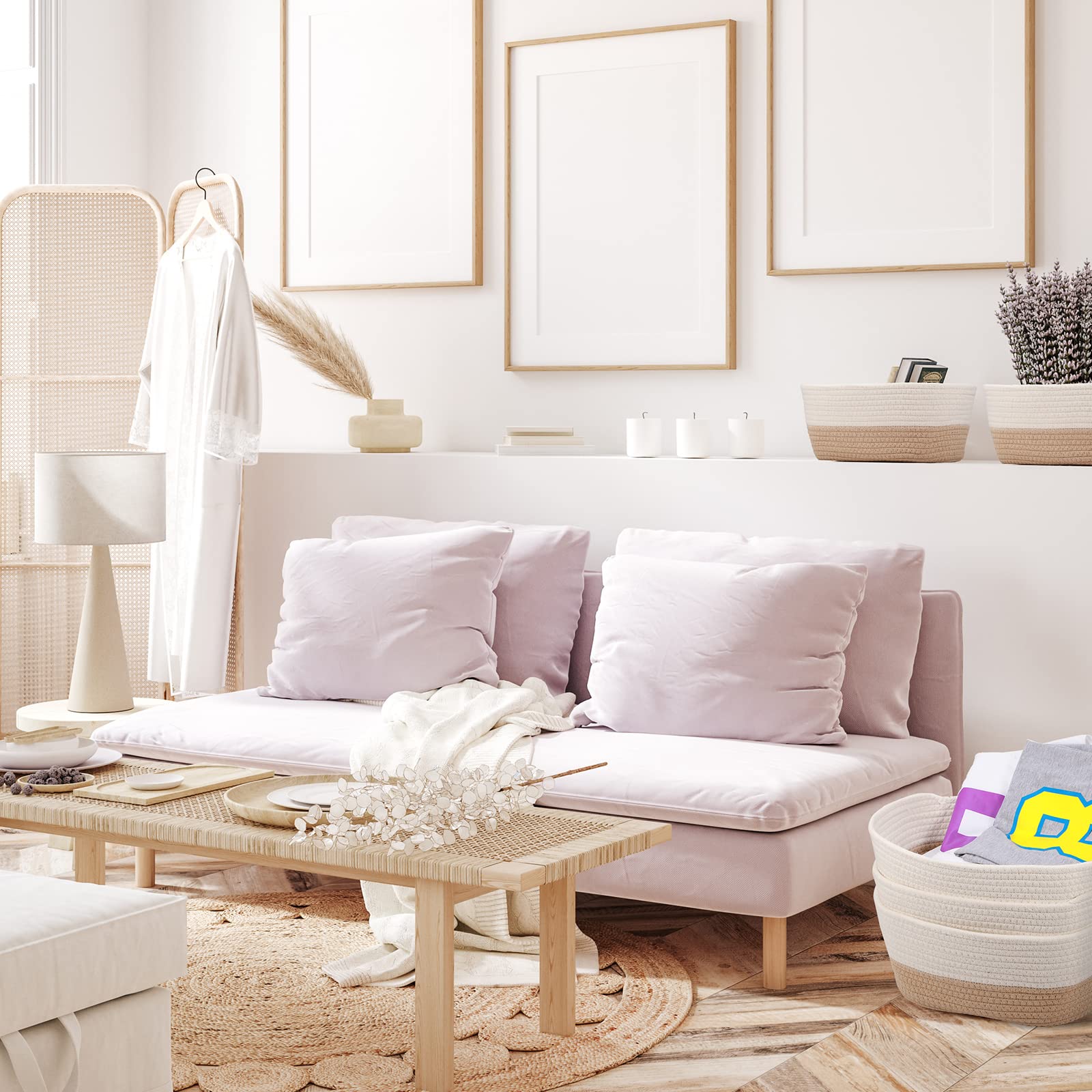Sawysine rope basket foldable design eases reshaping when reorganizing spaces