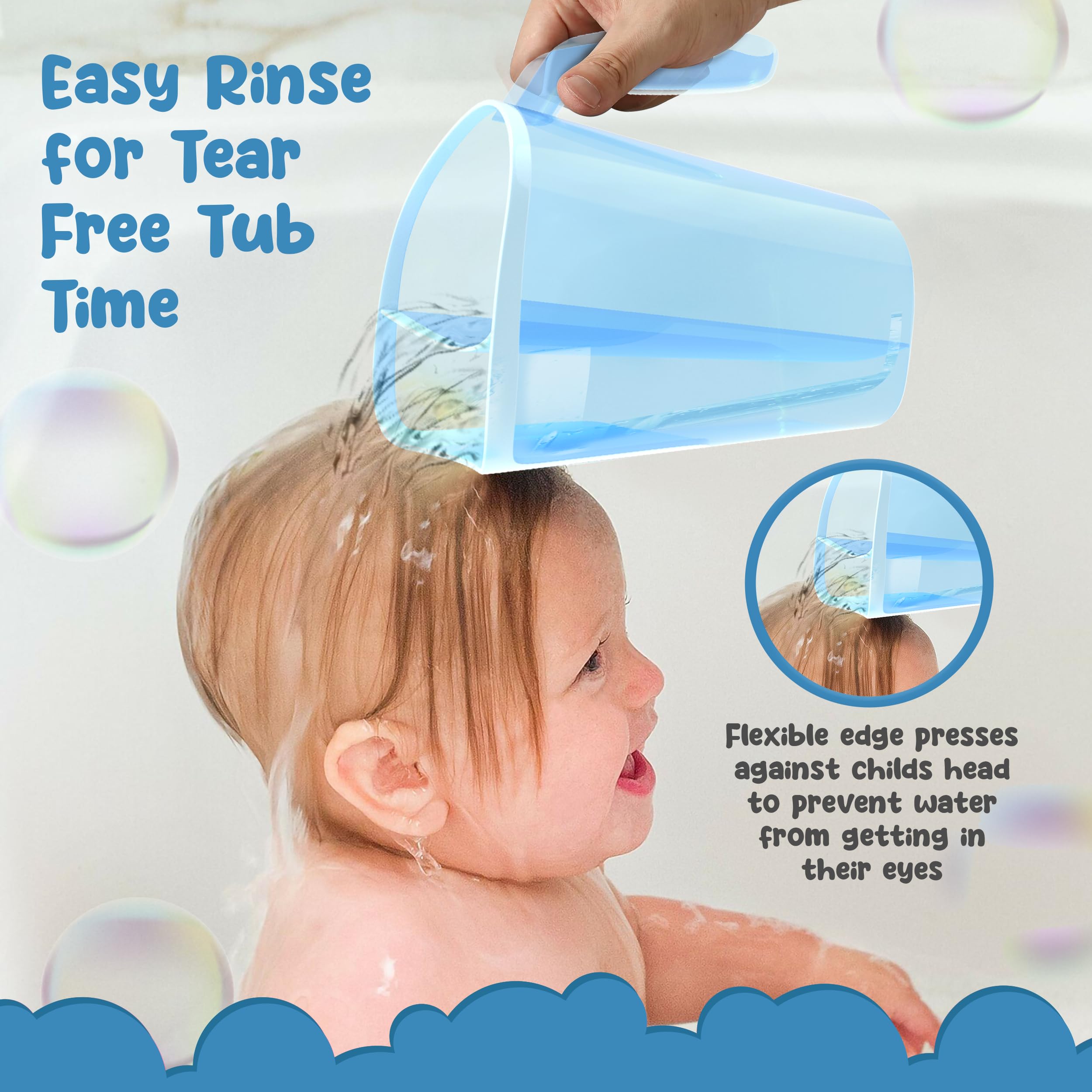 S.C. Products Shampoo Rinse Cup blue edge closeup illustrating watertight edge