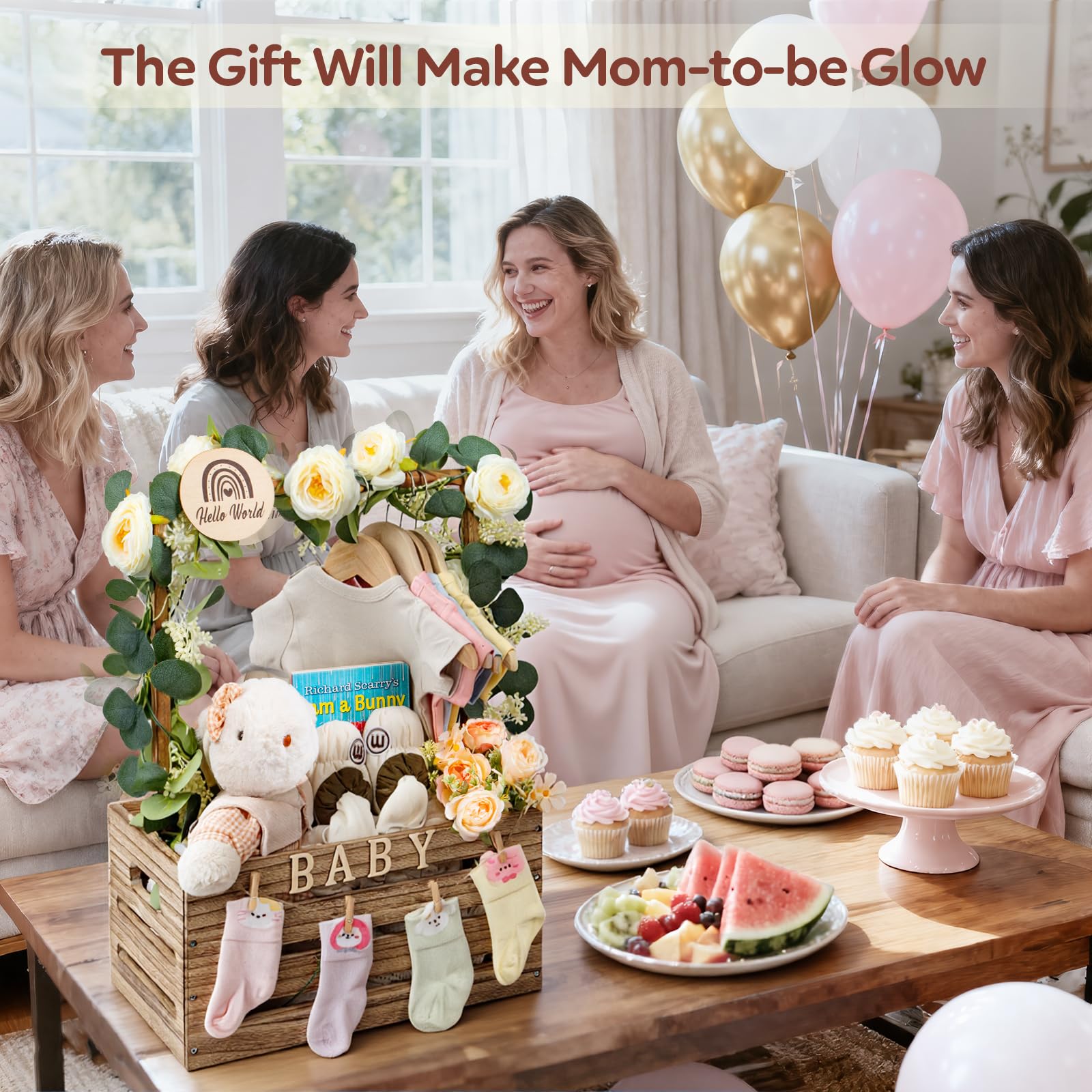 SCHOLOX wooden baby shower crate handle detail — portable and easy to transport