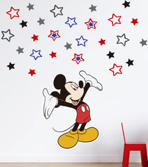 SchwartsCount mouse and stars wall decals on wall, playful cartoon scene, easy peel-and-stick decor for kids' room.