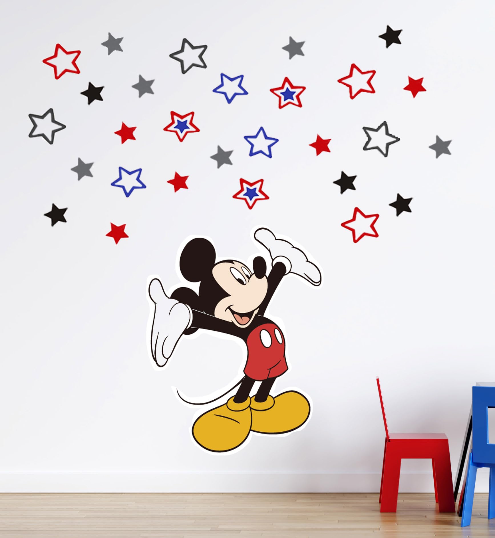 SchwartsCount peel-and-stick decals on cabinet surface, easy removal without wall damage.