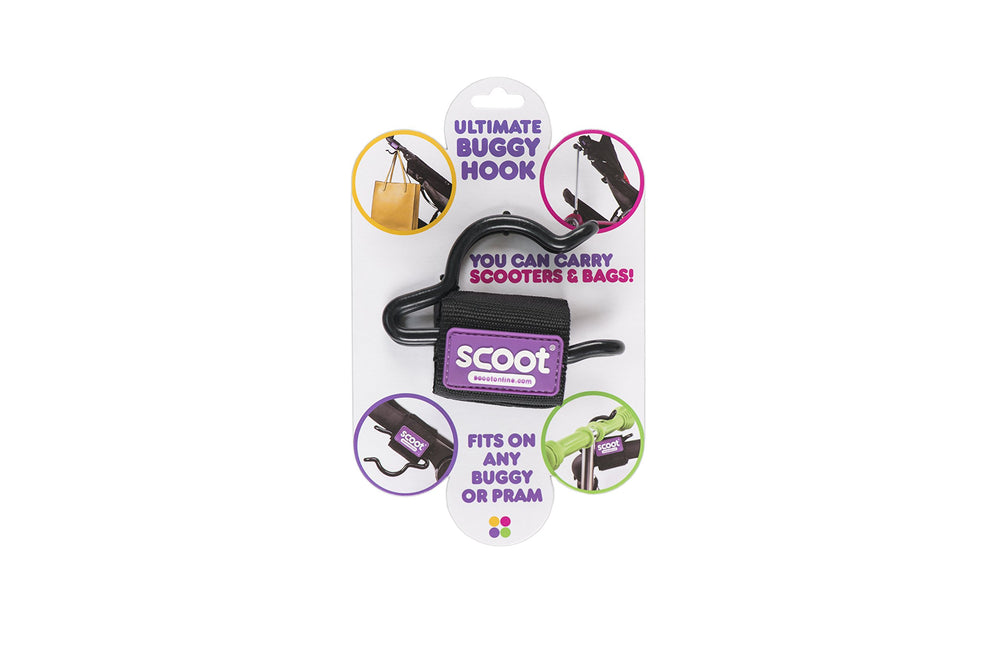 SCOOT Buggy Hook closeup-velcro underlines secure fastening and quiet operation