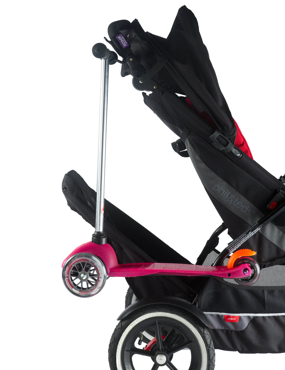 SCOOT Buggy Hook strap-attachment close-up highlights industrial Velcro for stability
