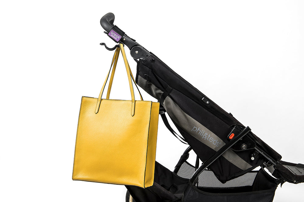 SCOOT Buggy Hook with bags demonstrates practical daily errands and hands-free transit